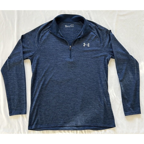 Under armour Other - Mens Under Armour Long Sleeve 1/4 zip Blue Polo, Size M Loose Fit, HeatGear, GUC